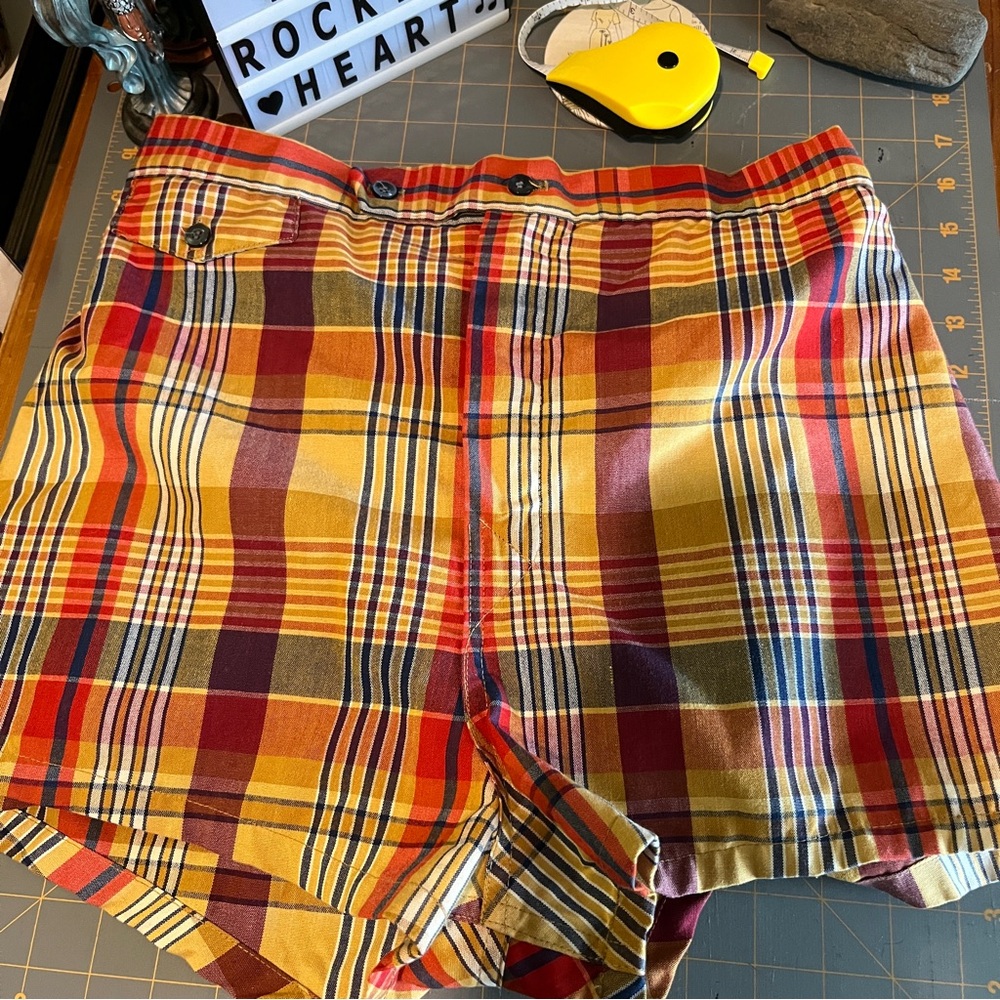 70s Plaid Vintage Board shorts Bathing suit Mens Unisex Brentwood Waist 32" GVC